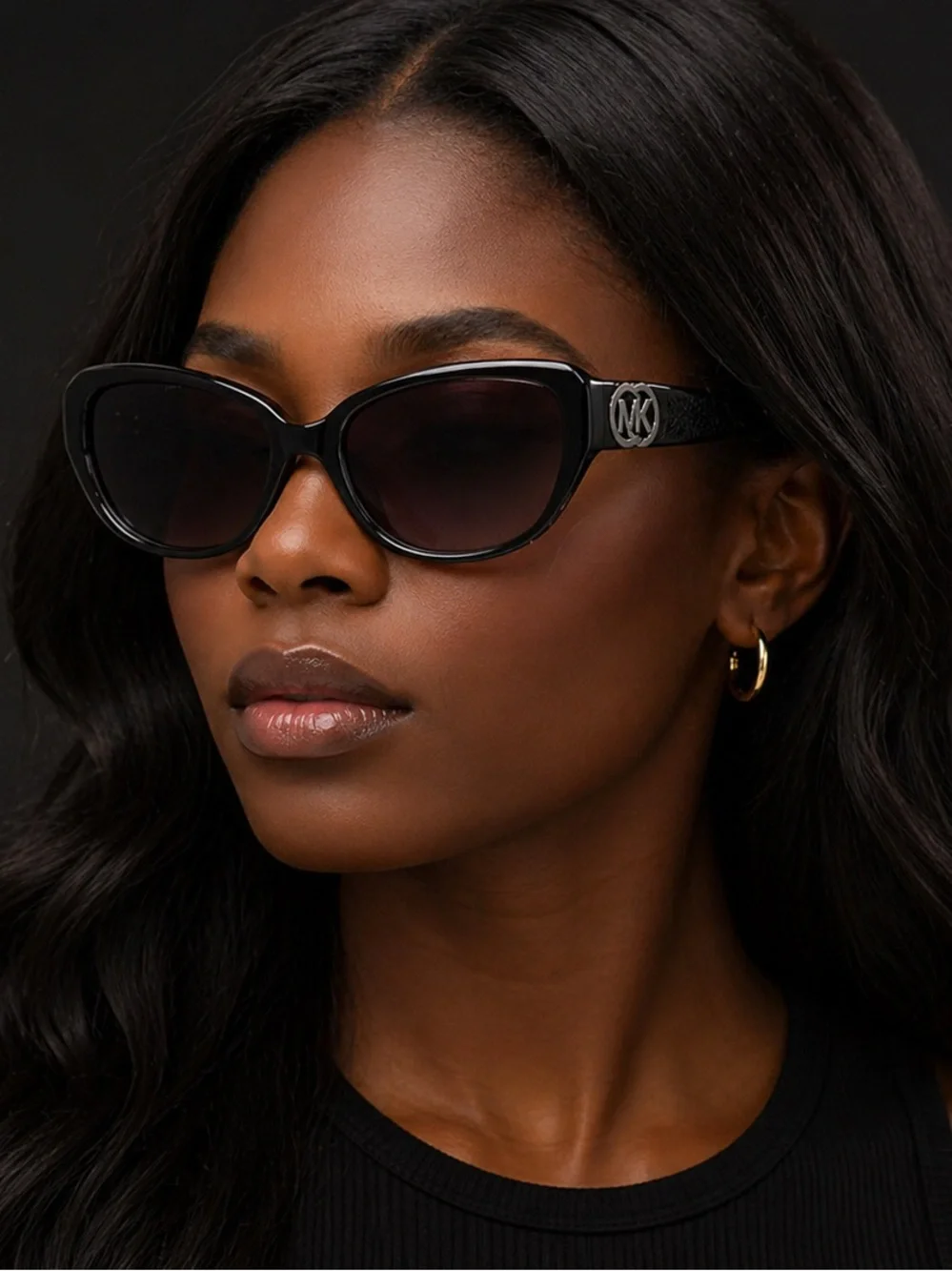 Michael Kors Harper Sunglasses Black MK Logo Oversized 57□16